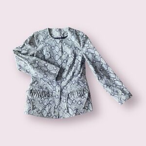Women’s Chi By Falchi Genuine Leather Snake Skin Print Jacket Ruffle Drawstring